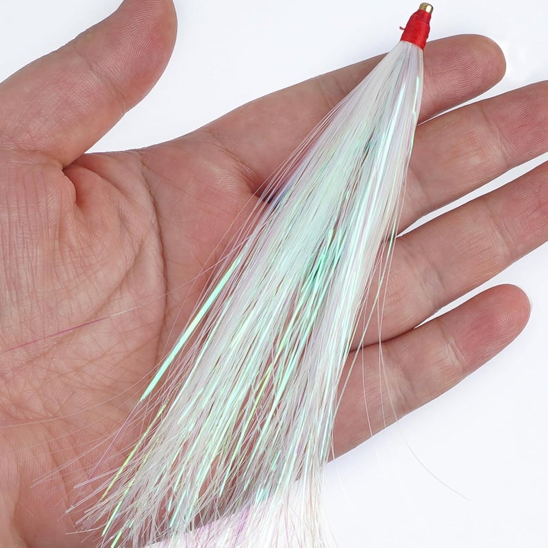 VATEICO Fishing Teasers,Bucktail Teaser Mylar Flash Teaser Tail Rigs Skirts Hair Flounder Fishing Lure Bait Rigs for Saltwater Freshwater - Image 4